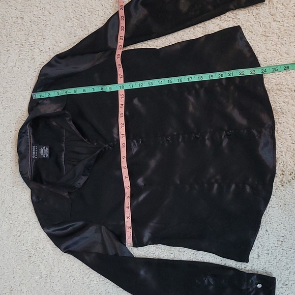 George Stretch Black button up blouse Gemstone buttons on cuffs - Picture 7 of 7